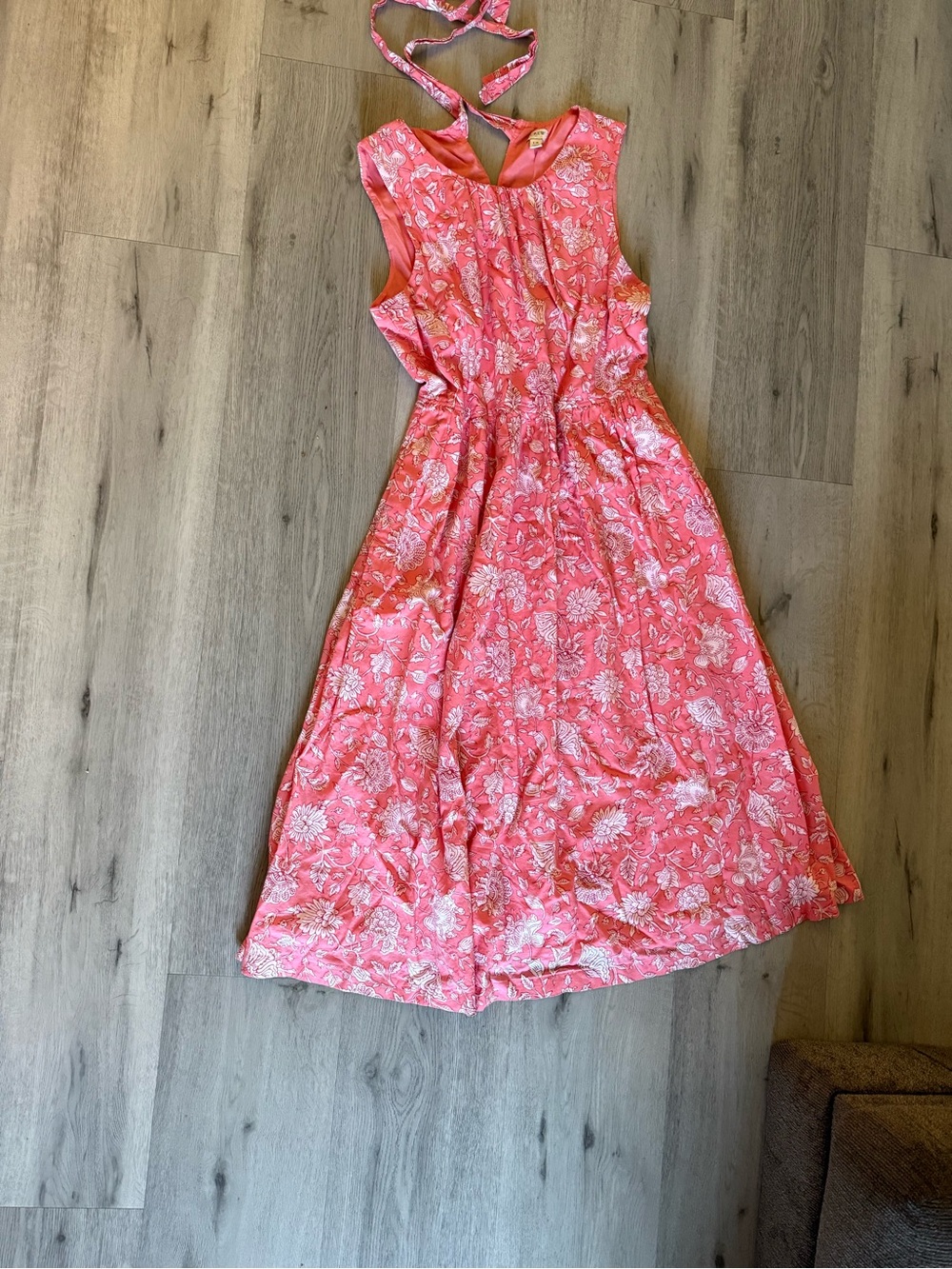 J. Crew Coral Pink Floral Midi Dress